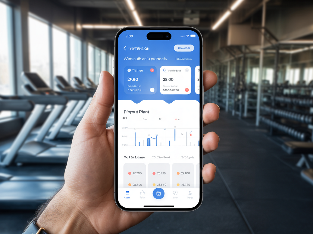 Mockup do app para personal trainer da Personal Millbody em um smartphone, exibindo a interface de treino.