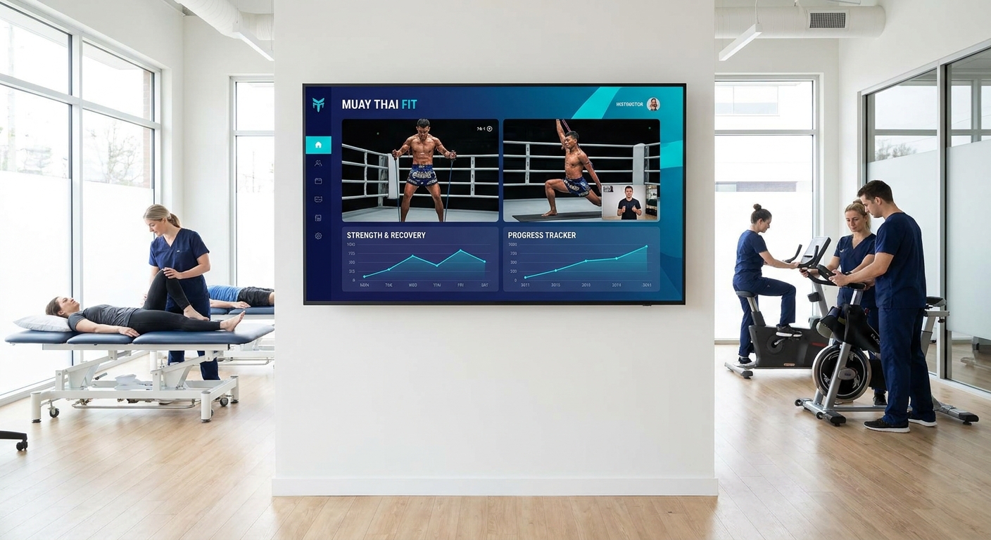 app para TV do Personal Millbody para fisioterapeuta esportivo em atendimento com atleta de Muay Thai