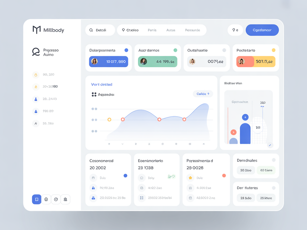Dashboard da plataforma Personal Millbody mostrando ferramentas de gestão para treinadores corporativos