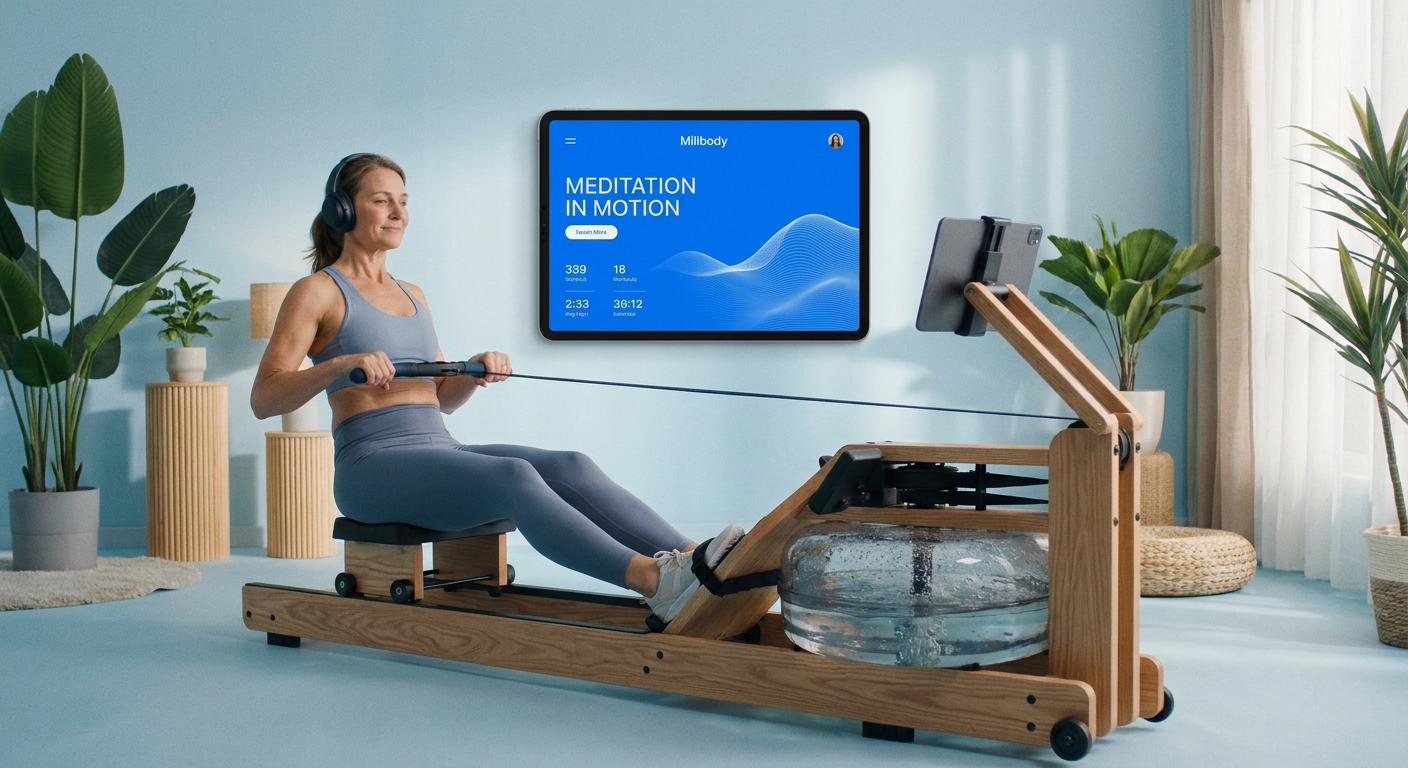 Instrutor de meditação em movimento usando plataforma Millbody – body & mind