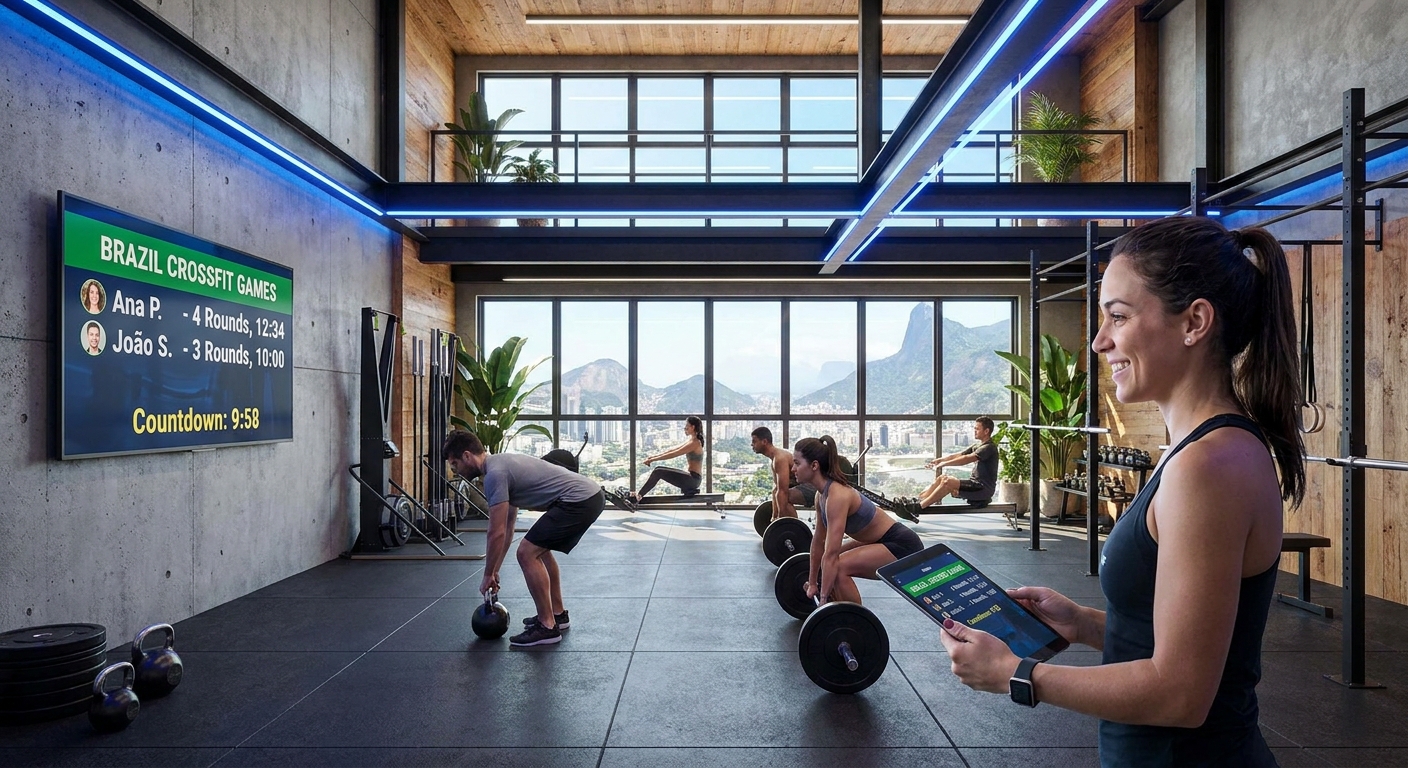 Personal Millbody - App para TV no Cross Training App para personal trainer de cross training rodando na TV do box com leaderboard e cronômetro
