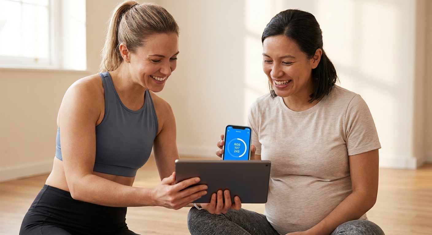App para personal trainer e gestante Personal trainer usando app com gestante - Personal Millbody