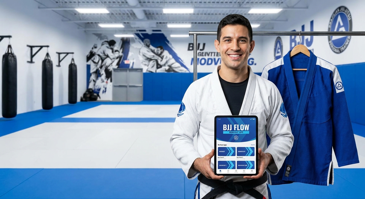 Personal trainer de Jiu-Jitsu usando app Personal Millbody para treinos