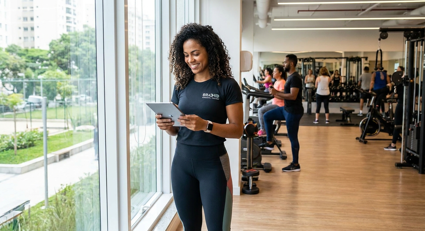 Personal trainer utilizando tecnologia digital para crescer na carreira