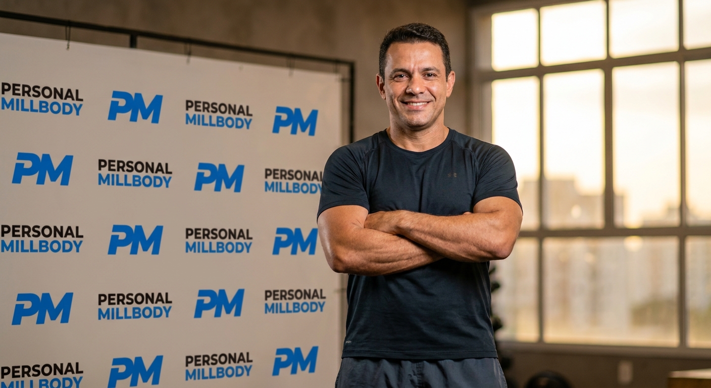 Treinador de Cross Training confiante com a marca Personal Millbody
