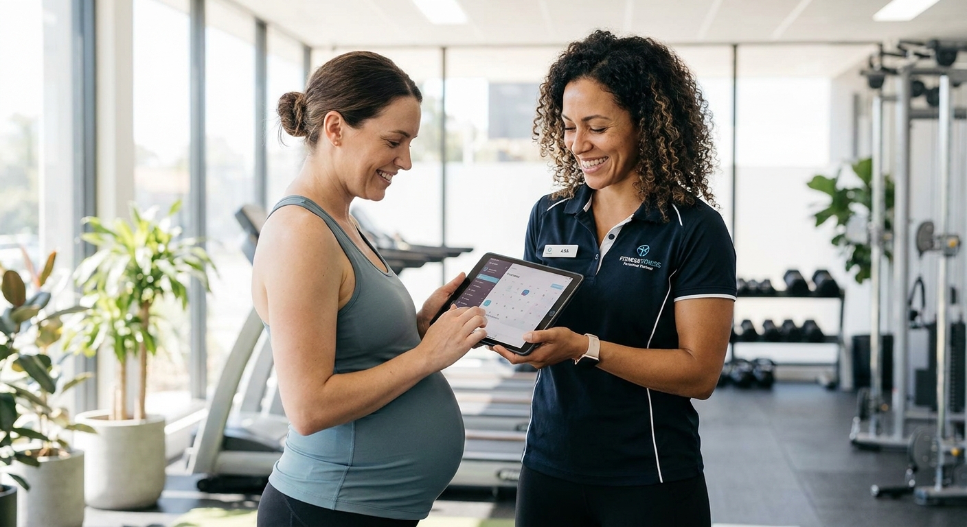 App vs planilha de treinos para personal trainer de gestantes App vs planilha de treinos para gestantes: personal trainer mostra app no celular