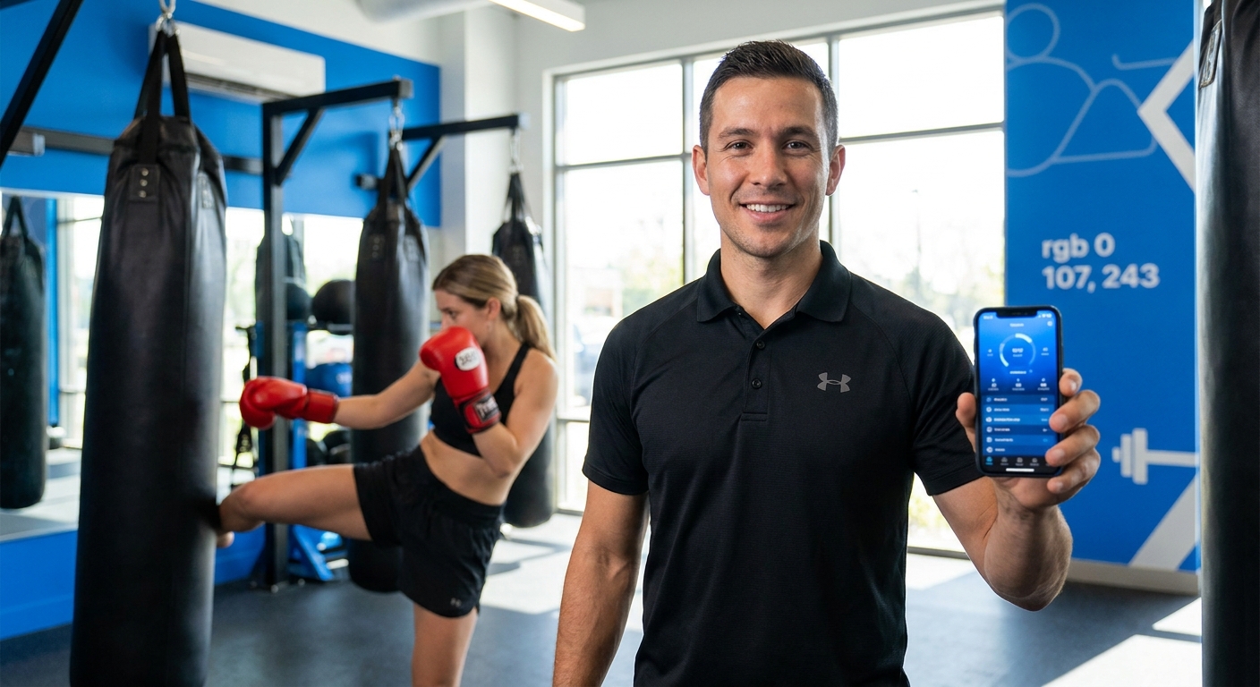 Preparador de atletas de Muay Thai usando tecnologia para monitorar treinos