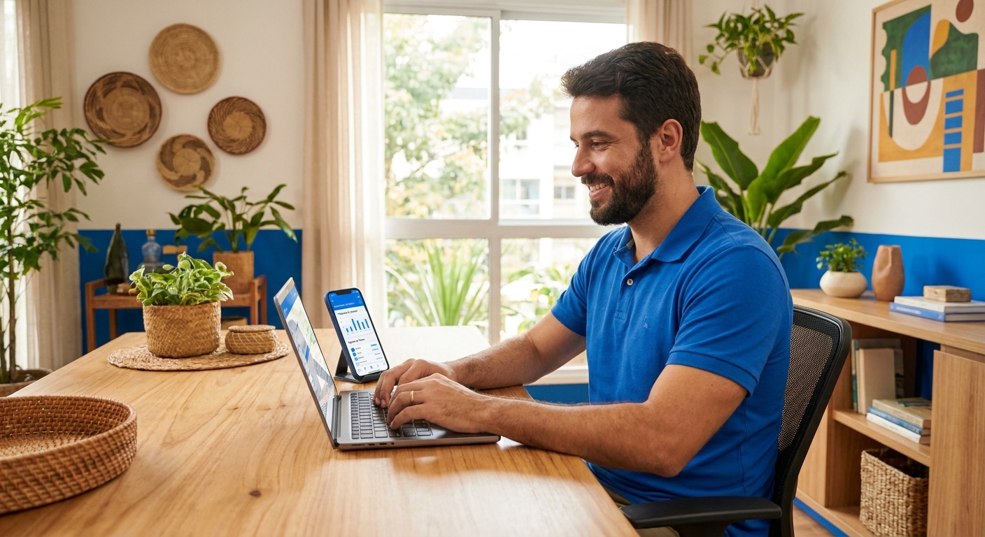 Personal trainer usando o aplicativo Millbody para gerenciar treinos e agenda de alunos