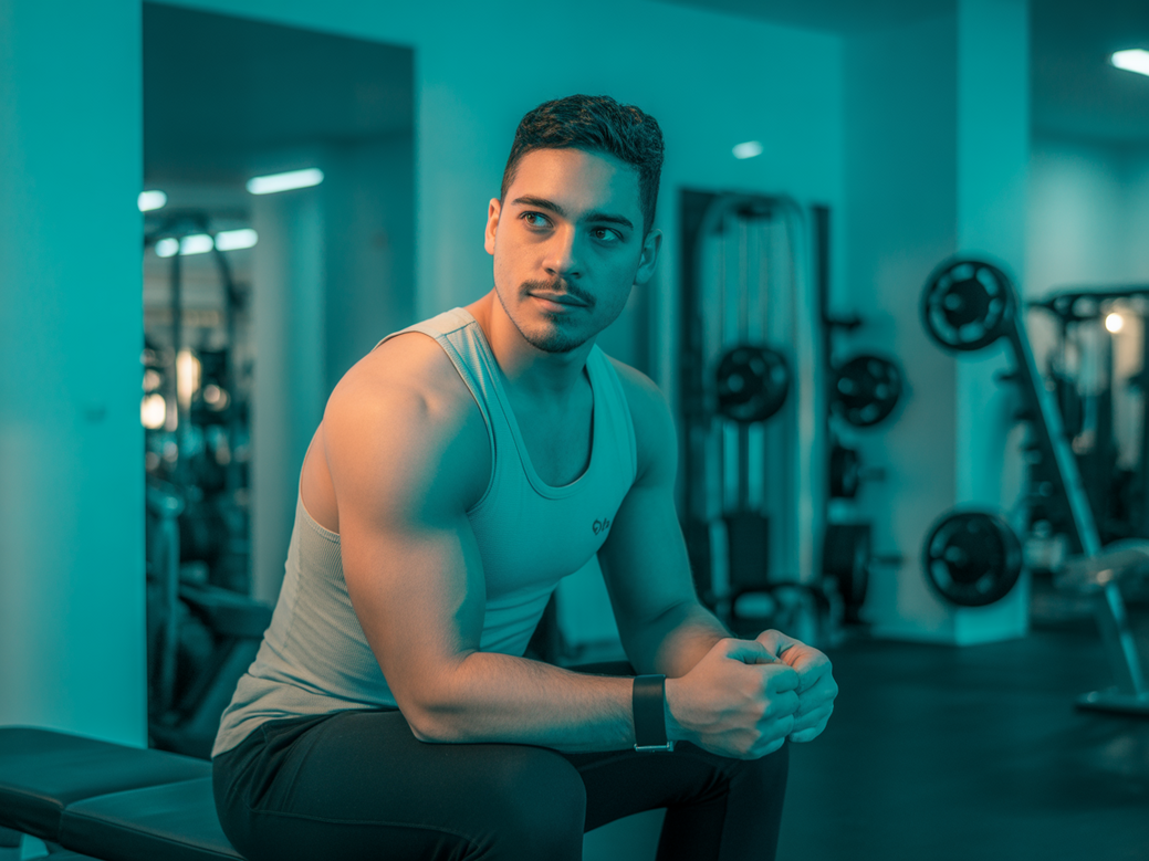 Personal trainer na academia sorrindo, representando o profissional que pode monetizar com exercícios para engrossar pernas.