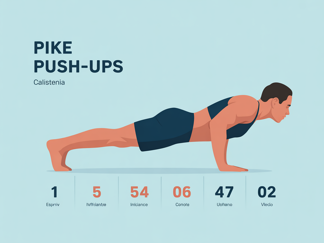 Infográfico mostrando a progressão de exercícios para ombro com peso corporal, começando pelo Pike Push-up