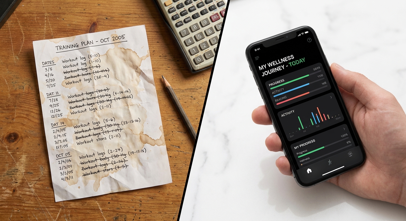 Planilha de treino vs app personal trainer Comparativo planilha de treino vs app para personal trainer - papel amassado vs smartphone