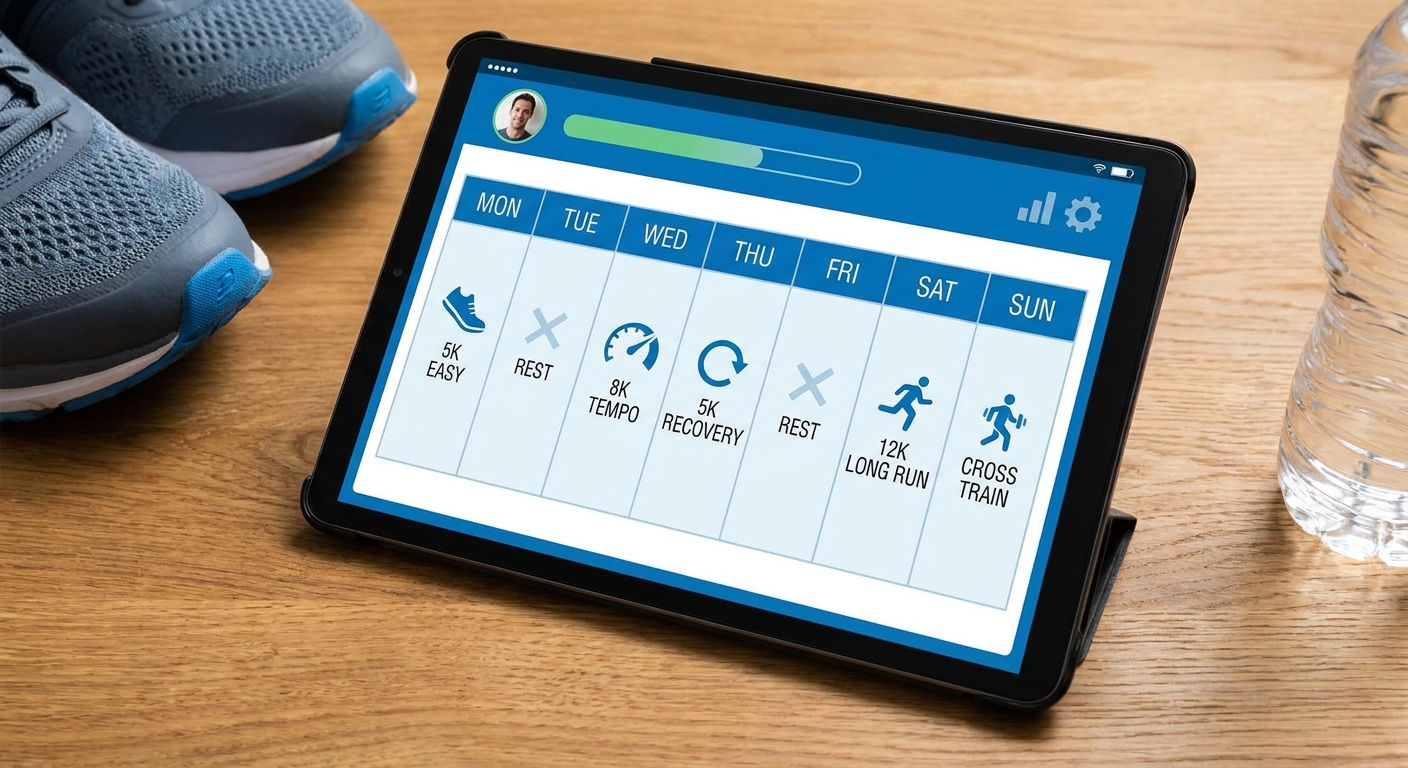Planilha de corrida semanal personalizada Exemplo de planilha de treino semanal para corrida em tablet