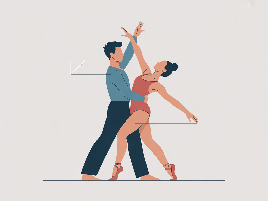 Illustration showing correct posture and frame, a key concept in Latin dance terminology.