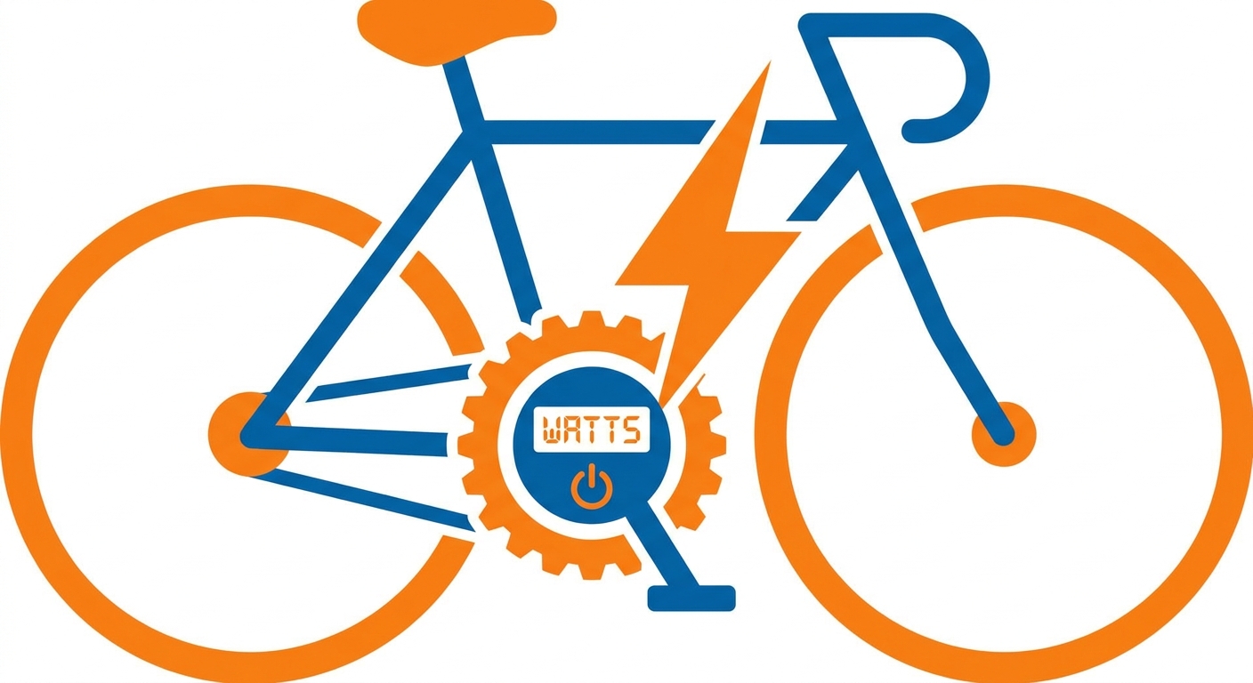 Bicicleta com medidor de potência em watts e engrenagem — representação da potência no pedal no ciclismo de triathlon