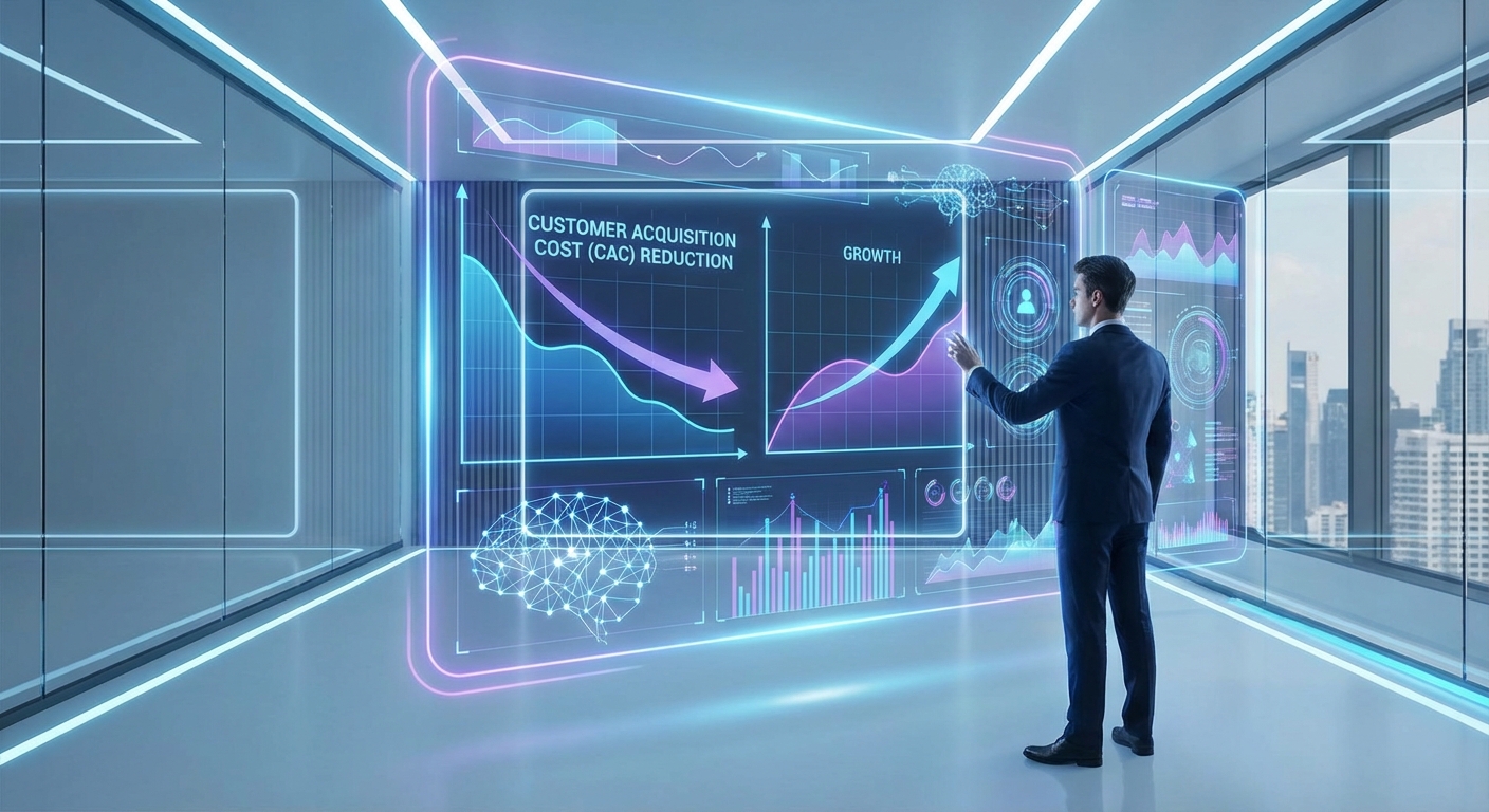 Gerente de marketing analisando dashboard de CRM com Inteligência Artificial para otimizar estratégias de relacionamento