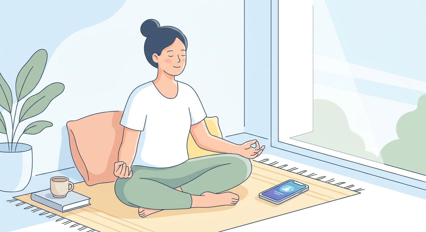 Pessoa jovem meditando em ambiente calmo com luz natural - tipos de yoga para iniciantes