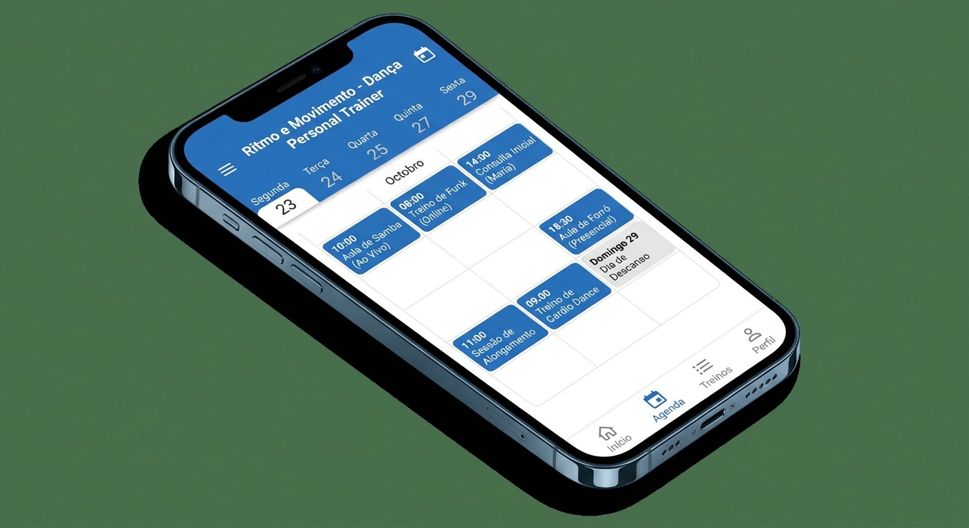 Screenshot do calendário aulas personal no app Personal Millbody com agendamento semanal
