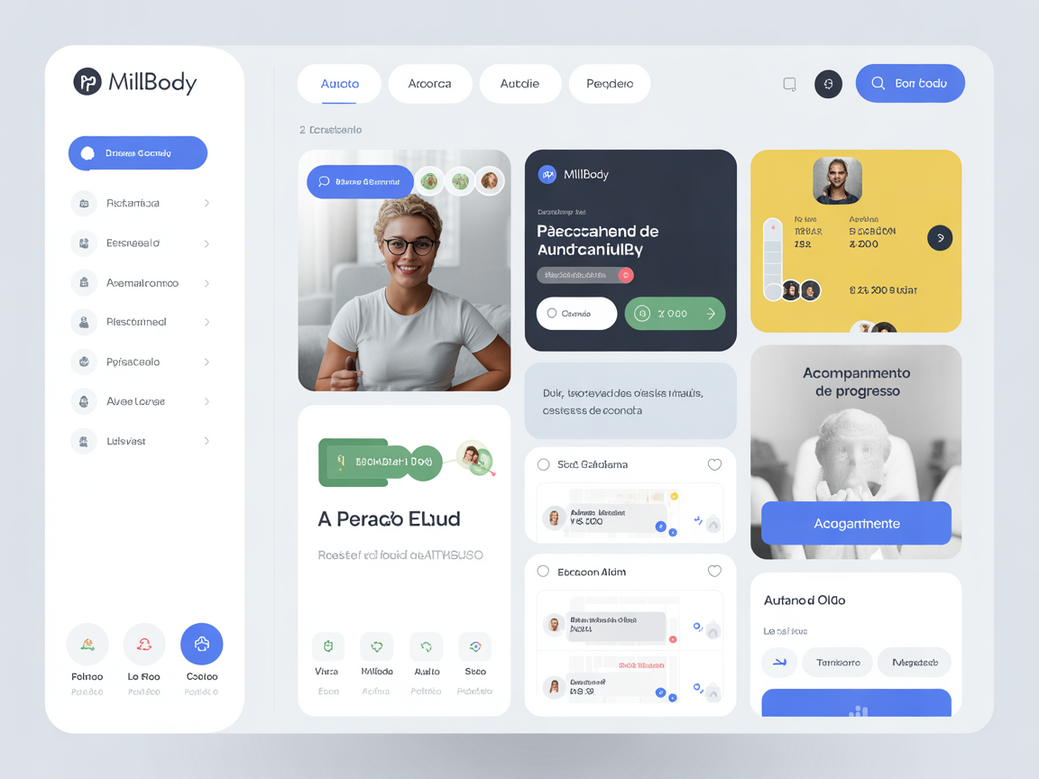 Screenshot da plataforma Personal Millbody mostrando funcionalidades de relacionamento com o aluno.