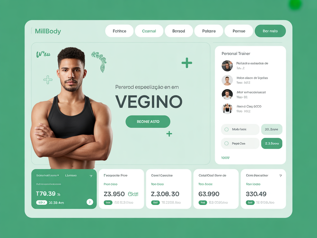 Screenshot of the Personal Millbody platform, a tool for vegan personal trainers to grow their business and connect with clients.