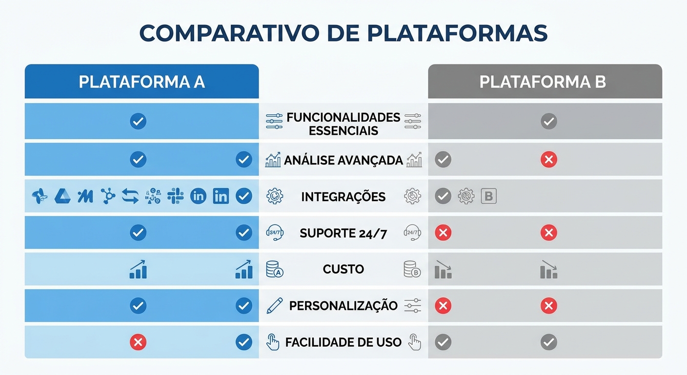 Tabela comparativa Millbody vs MFit com funcionalidades como busca de alunos, app de marca própria, cobrança recorrente e comunidade - Millbody vs MFit
