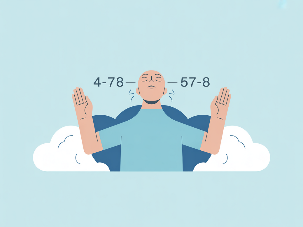 Ilustração da técnica de respiração 4-7-8 para meditação guiada.