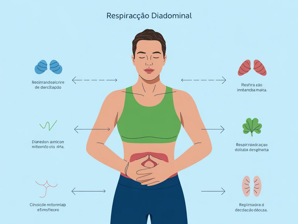 Infográfico mostrando o passo a passo de uma técnica de respiração para alívio natural da ansiedade, um pilar do bem-estar integral.