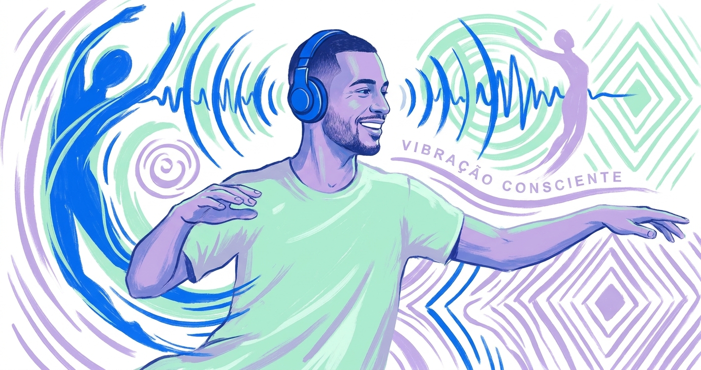 Instrutor de meditação em movimento usando tecnologia de áudio e vibração