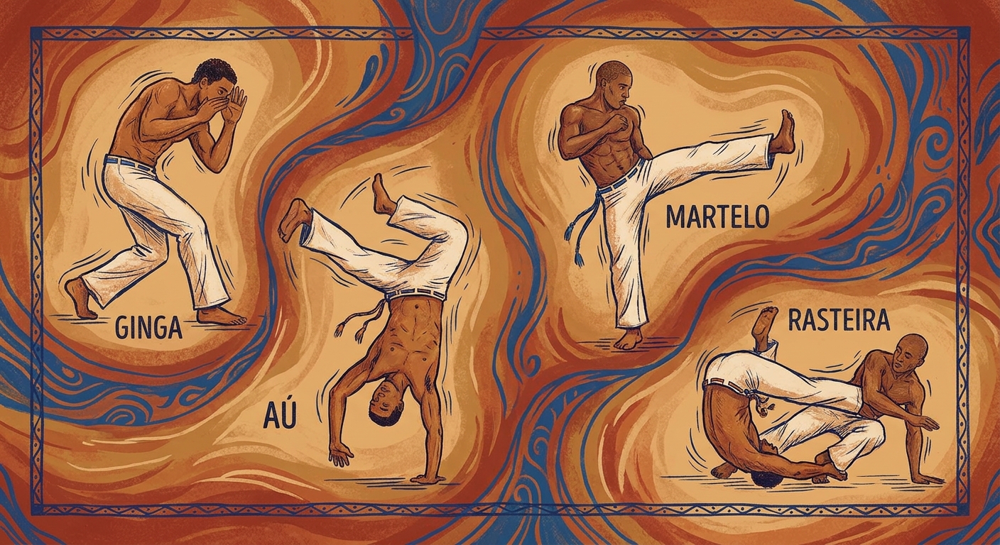 Termos da Capoeira – Dicionário visual com ginga, aú, martelo e rasteira