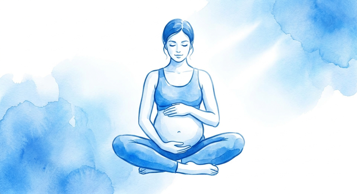 Gestante serena em postura de yoga – tipos de yoga para gestantes