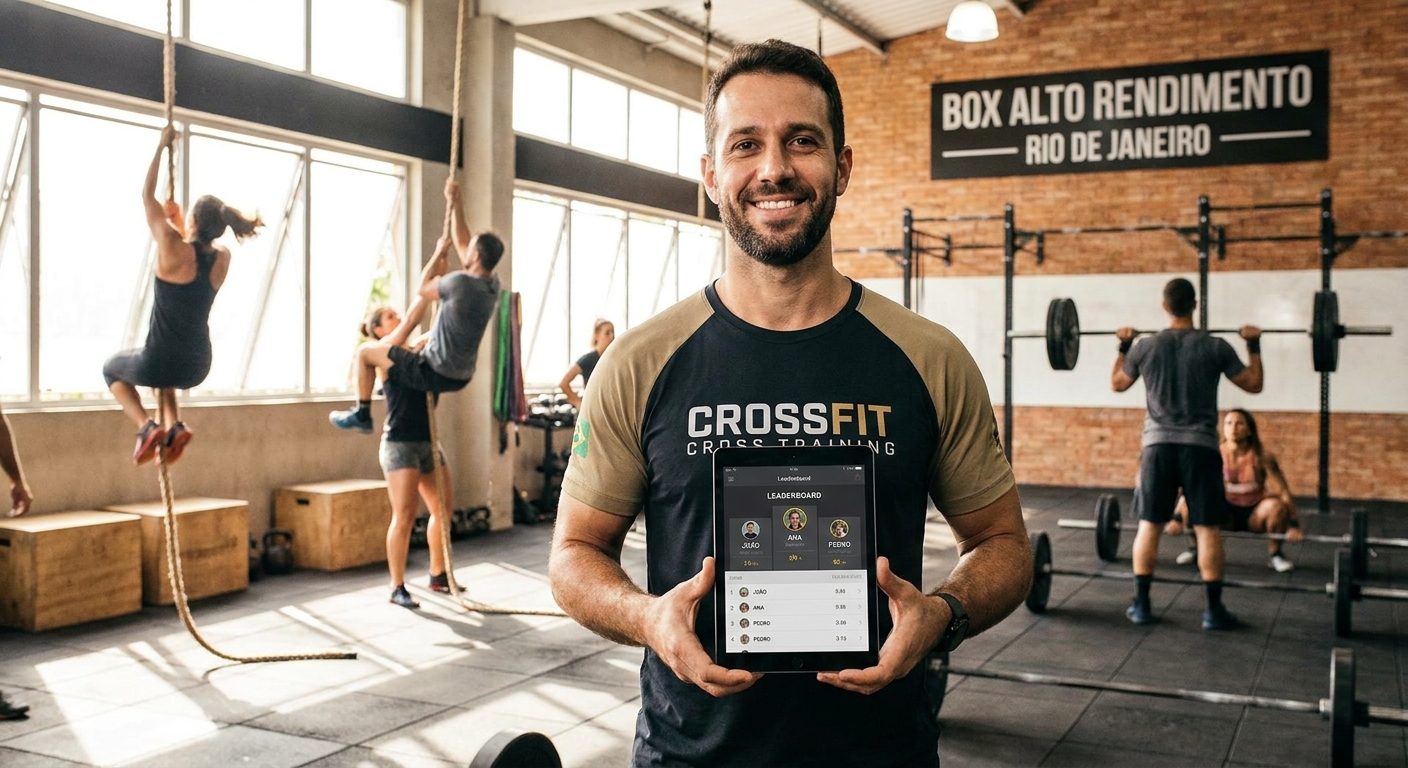 Treinador de Cross Training usando app Personal Millbody com leaderboard