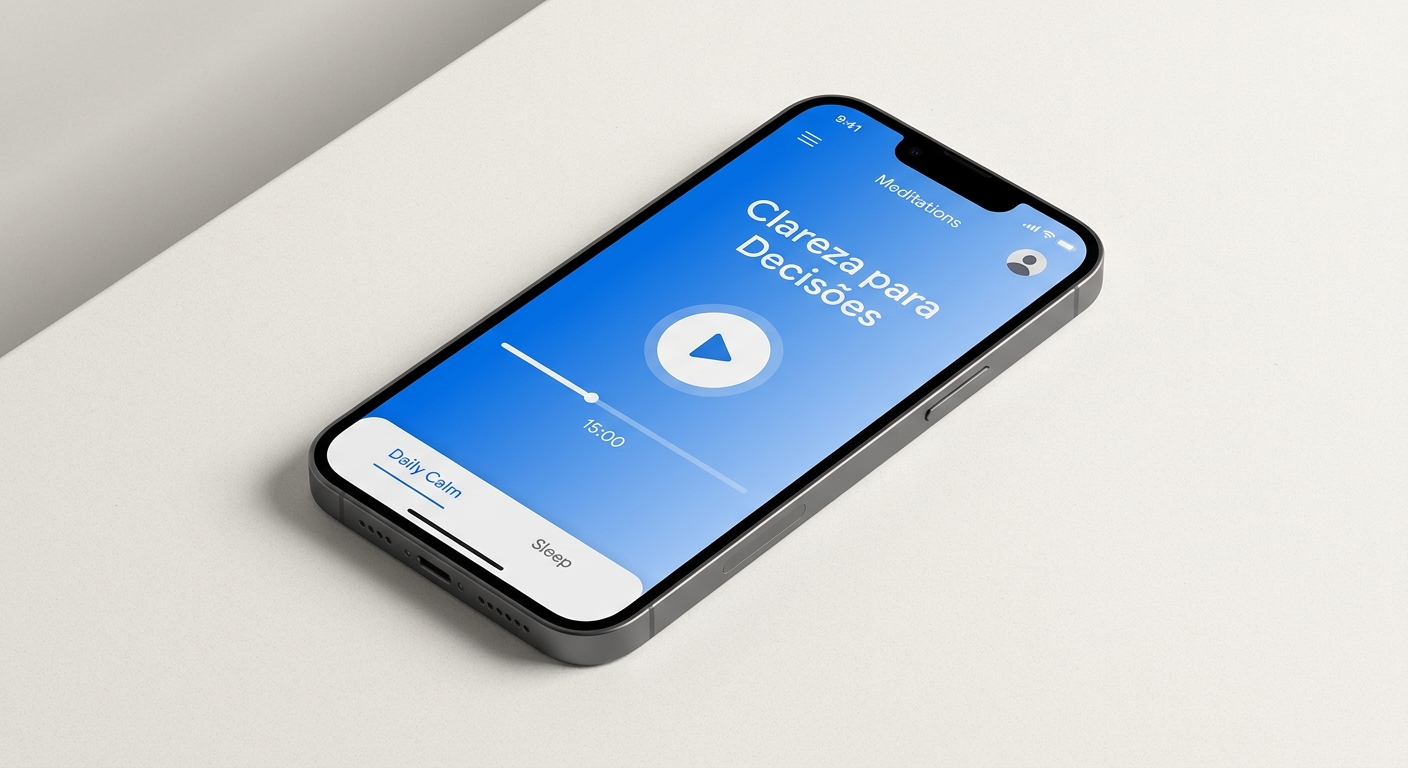 App Vitalizen com a trilha Clareza para Decisões para meditação guiada em transição de carreira