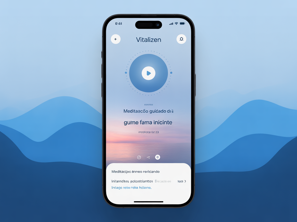 Tela do aplicativo Vitalizen mostrando a interface de uma meditação guiada.