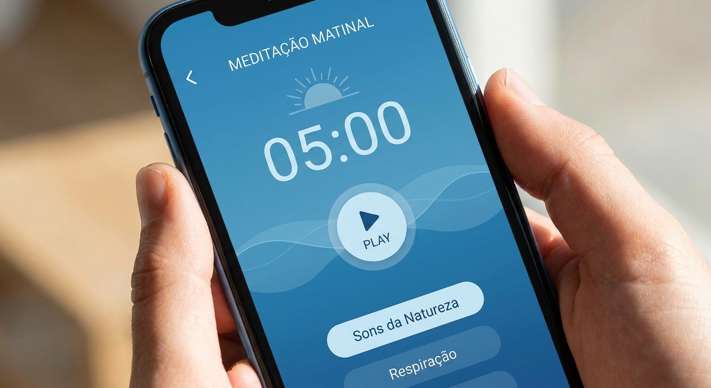 comunidade yoga online - print do app Vitalizen mostrando tela de meditação matinal