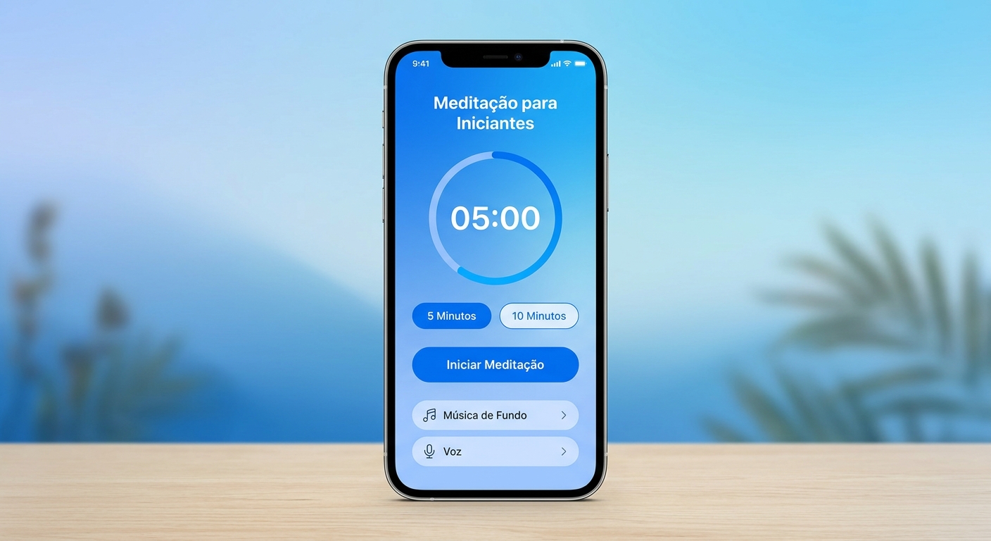 App Vitalizen mostrando tela de meditação guiada para iniciantes