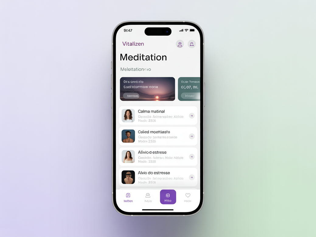 Screenshot do Vitalizen App com uma sessão de meditação para iniciantes.