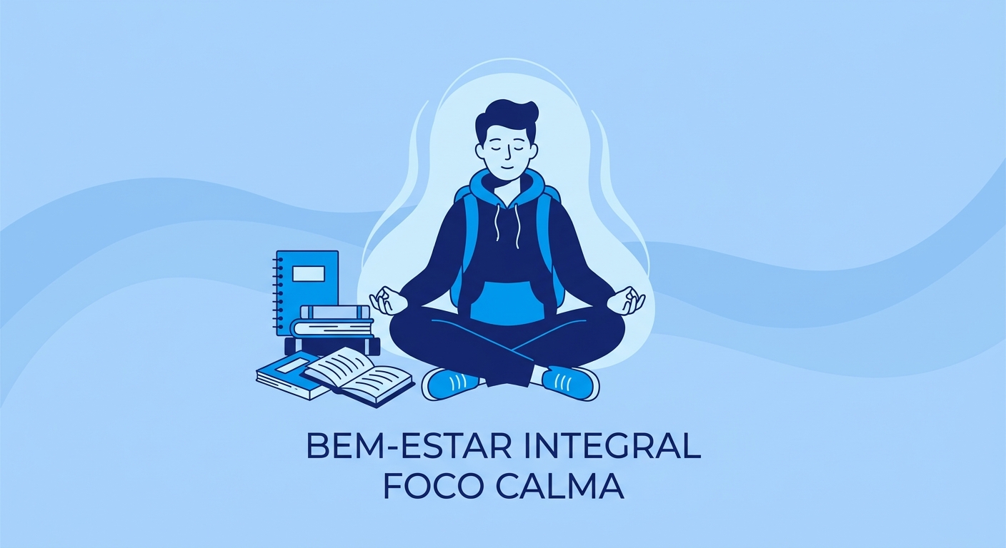 Jovem universitário meditando para ansiedade e foco nos estudos - Vitalizen