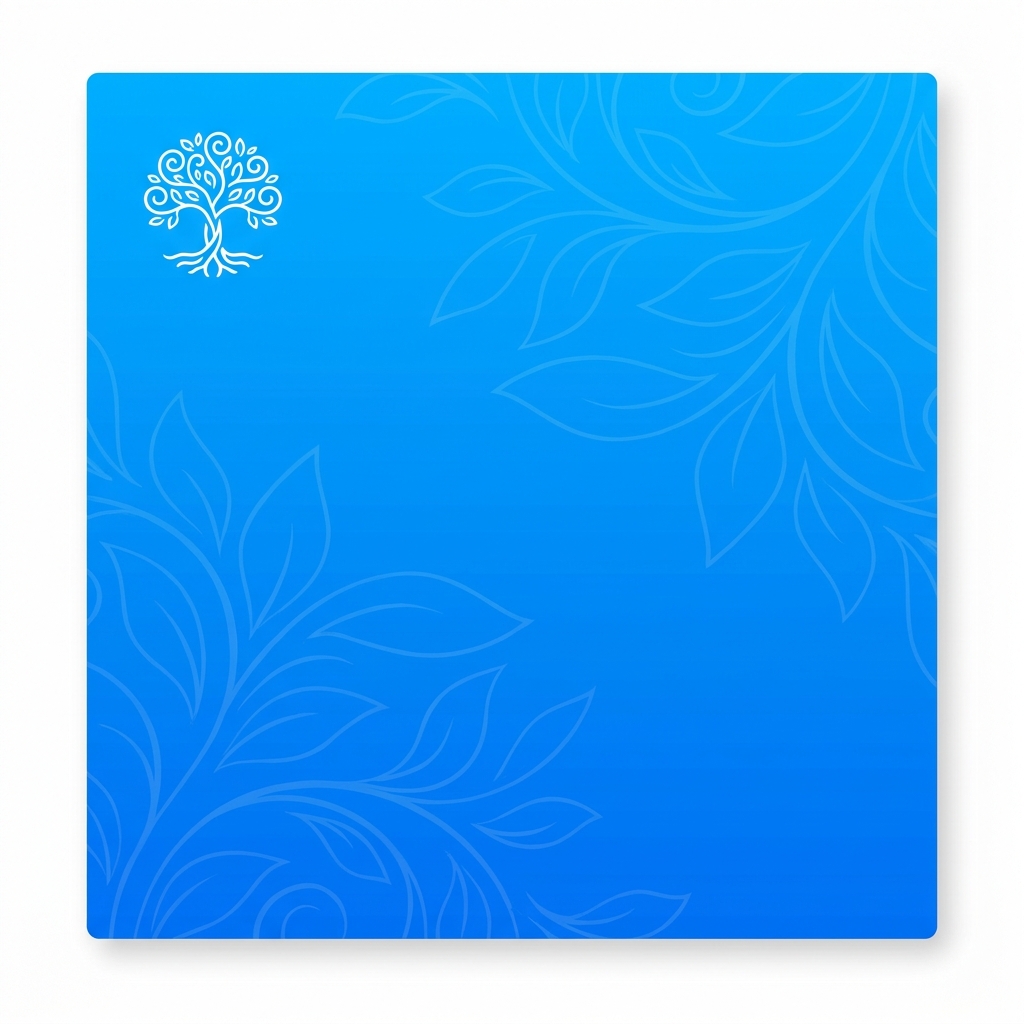 Card azul com gradiente e ícone de árvore da vida - frases de autoconhecimento e crescimento pessoal