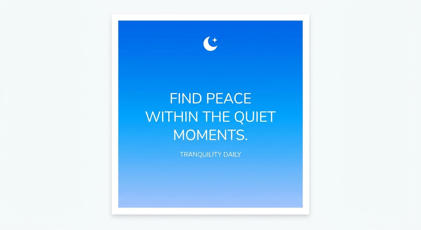 Card com frase de paz interior e bem-estar emocional em fundo azul gradiente