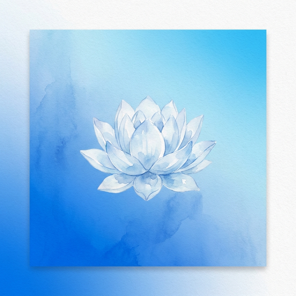 Card floral com fundo azul gradiente — frase de inspiração para mulheres 50+ menopausa — Vitalizen Yoga and Meditation