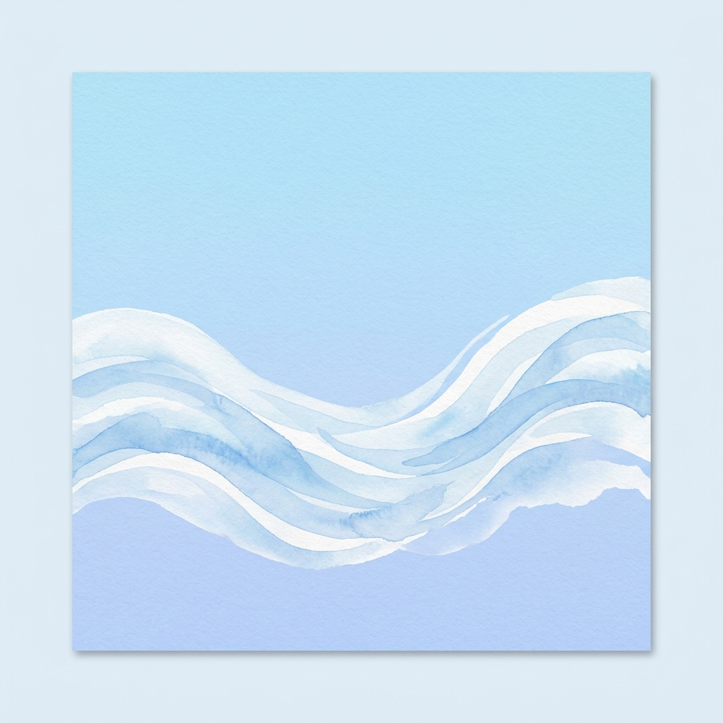 Card com ondas suaves em azul — frase de inspiração para mulheres 50+ menopausa — Vitalizen Yoga and Meditation