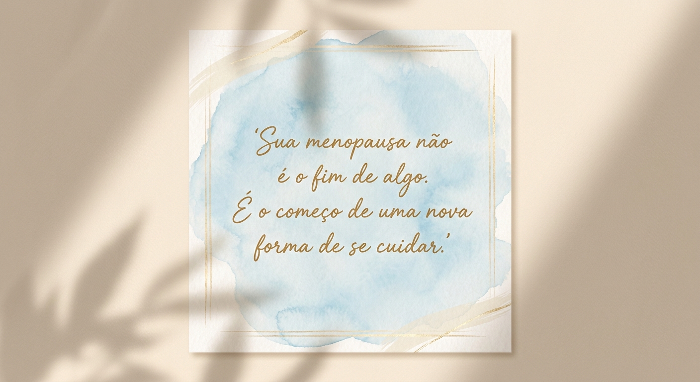 Card com citação inspiradora sobre menopausa e renovação