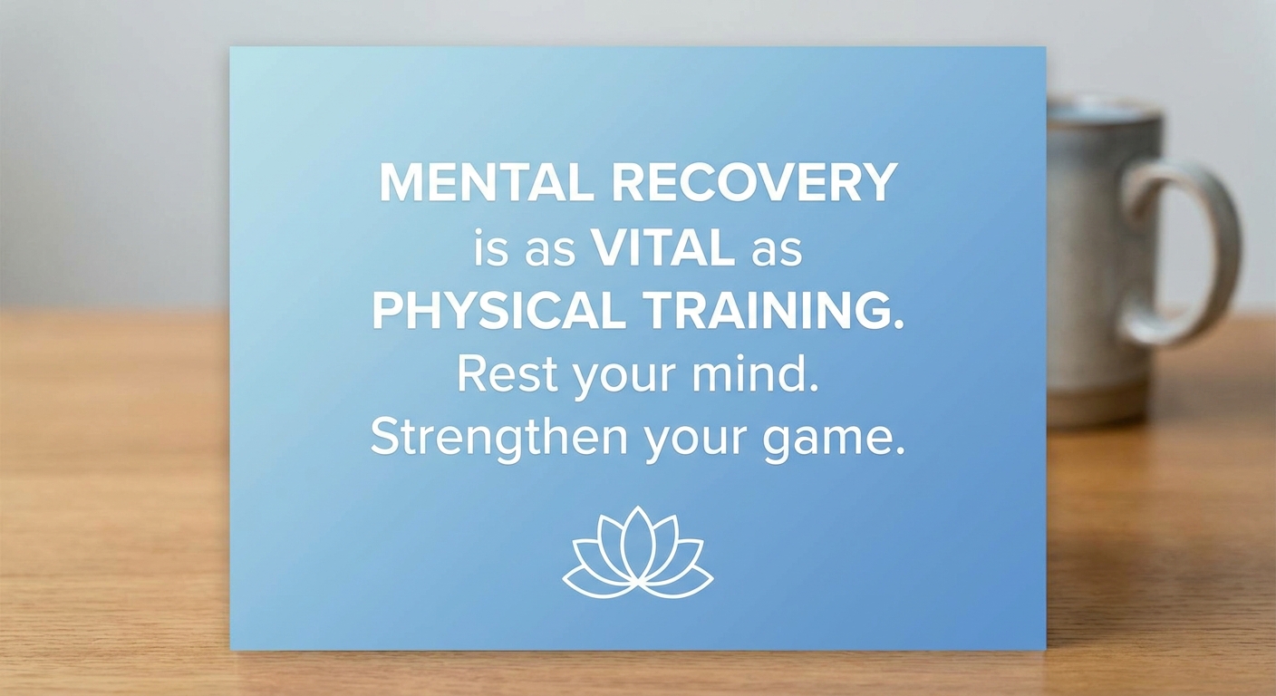 Frase de recuperação mental: 'Descansar a mente é treinar o futuro. Recupere-se para vencer de novo.'