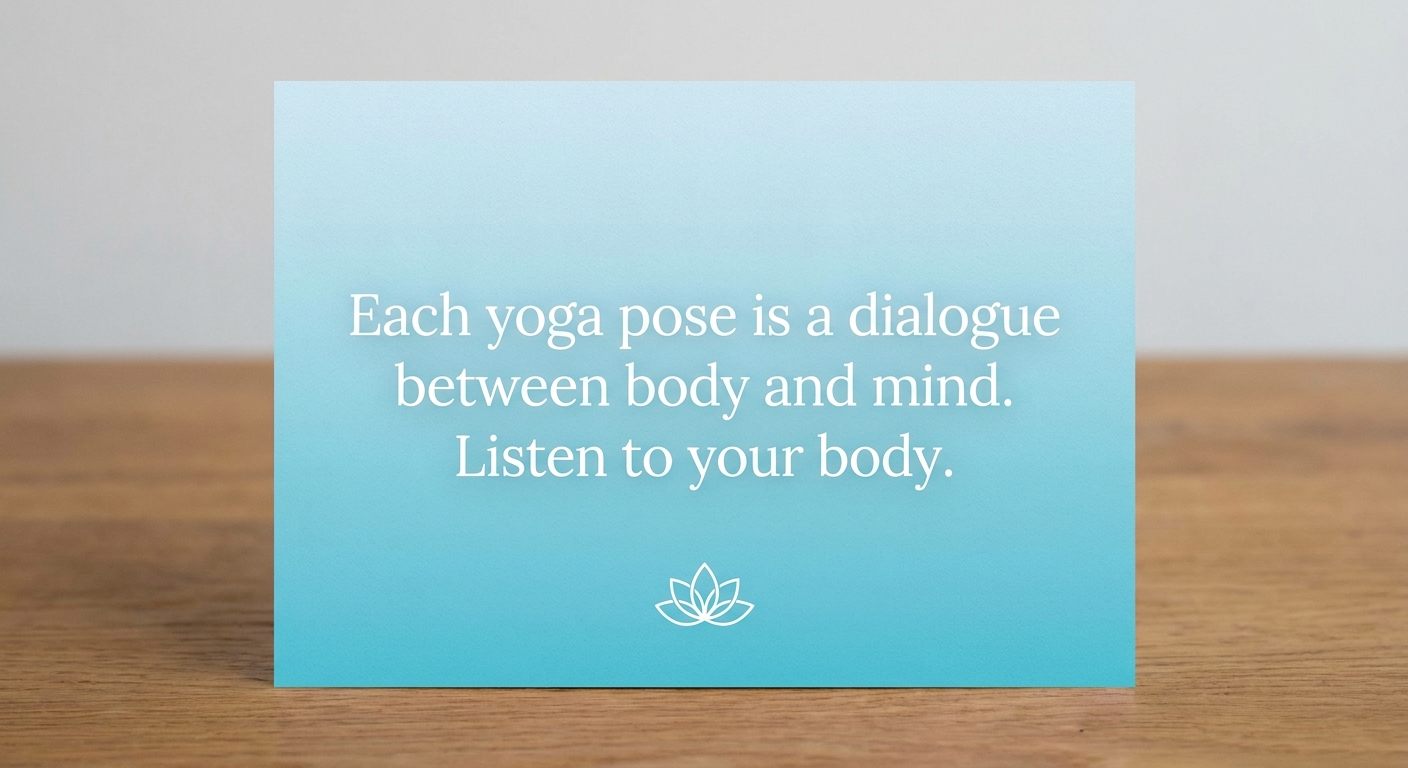 Frase de yoga: 'Cada postura é um diálogo entre corpo e mente. Ouça o que seu corpo tem a dizer.'