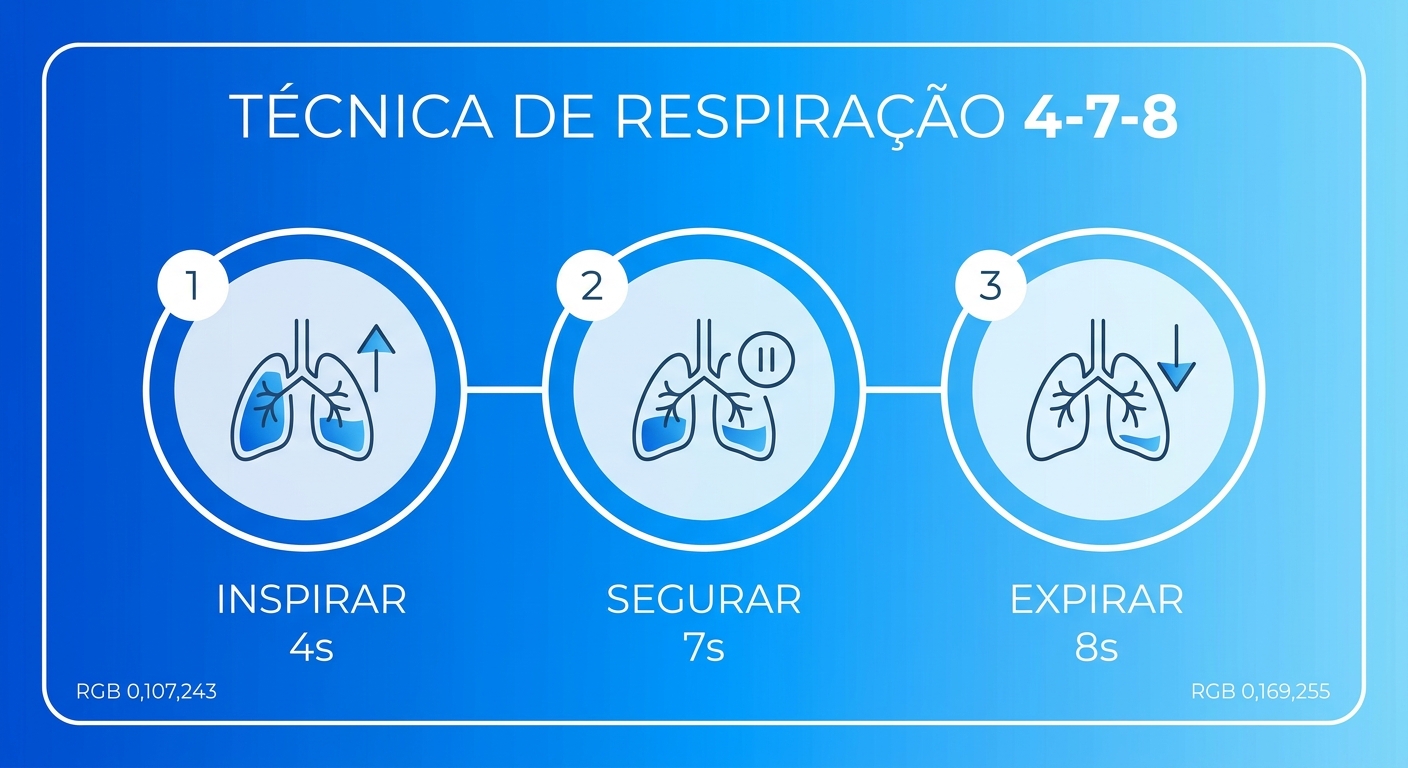 Infográfico da técnica de respiração 4-7-8 para meditação para iniciantes