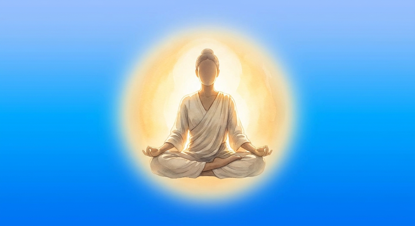 Pessoa em pose de lótus com aura espiritual – yoga significado espiritual para iniciantes – Vitalizen