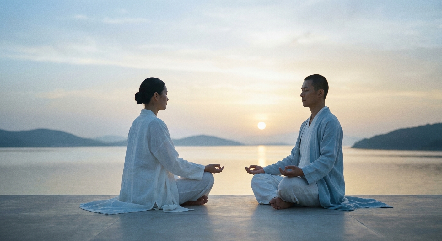 Mulher praticando meditação para iniciantes em ambiente tranquilo com luz natural