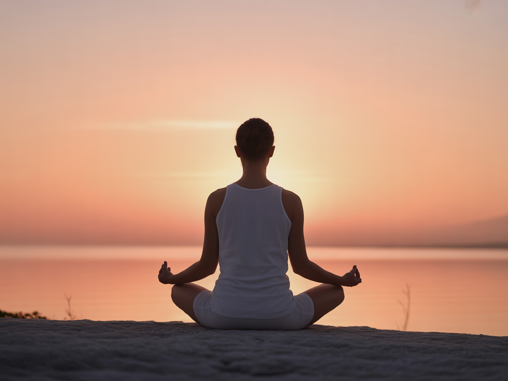 A person learning how to meditate at sunrise, following a beginner's guide for inner peace.