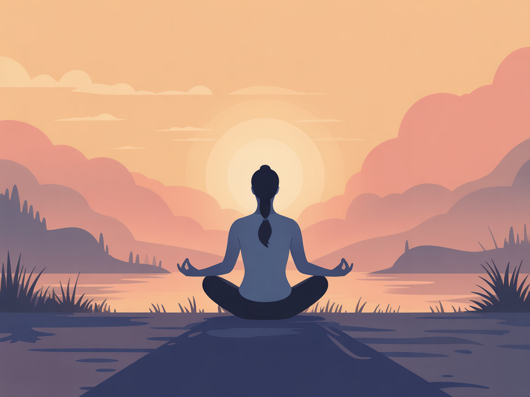 Person practicing yoga and meditation at sunrise, symbolizing enhanced well-being with the Vitalizen App