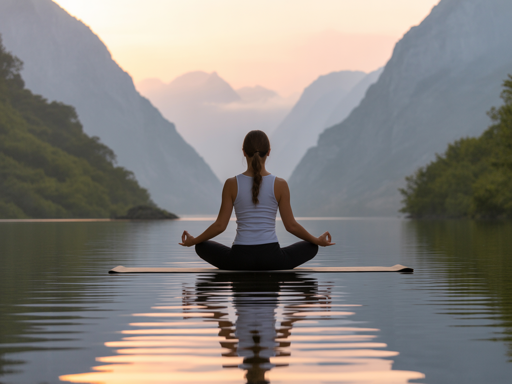 A person practicing yoga and meditation for their wellness journey with the Vitalizen App