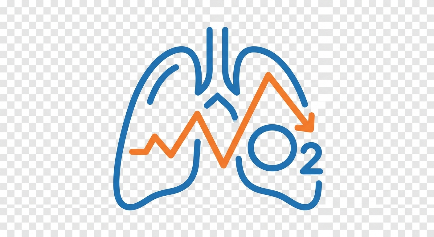 Gráfico de consumo de oxigênio representando o VO₂max — capacidade máxima do corpo de transportar e utilizar oxigênio durante o exercício